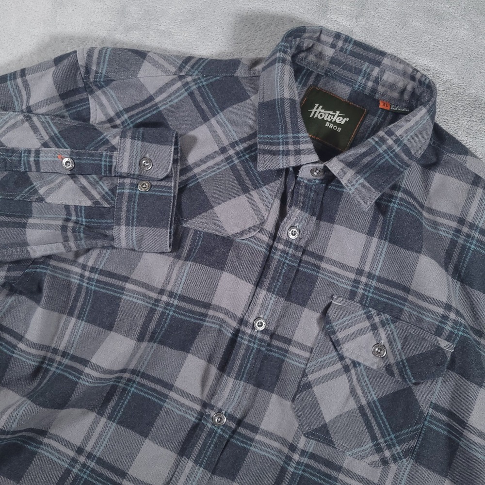 Howler Bros Harker's Flannel Shirt Mens XL Gray Plaid Button Up Western Outdoor